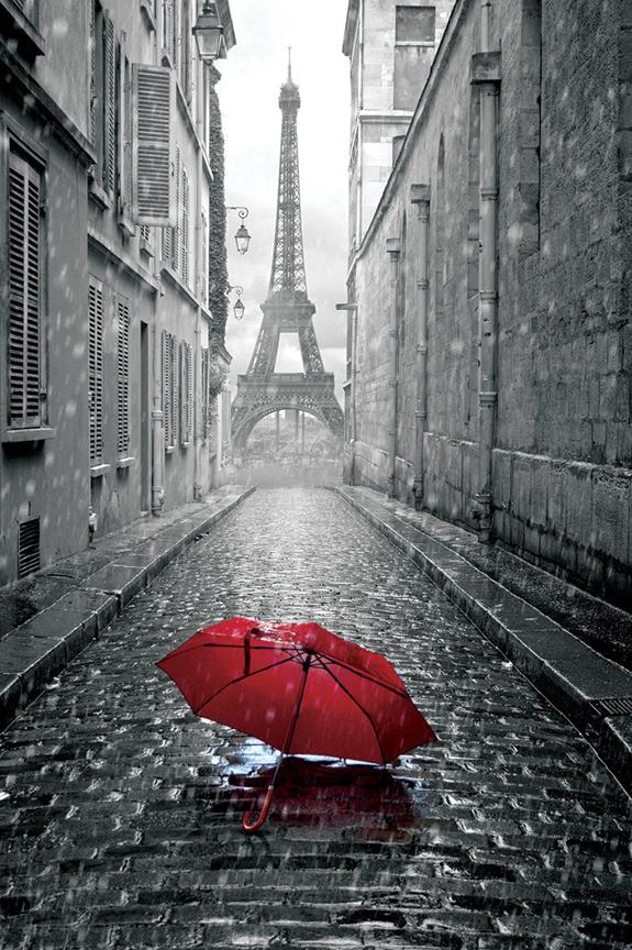 Detail Eiffel Tower Red Umbrella Painting Nomer 15