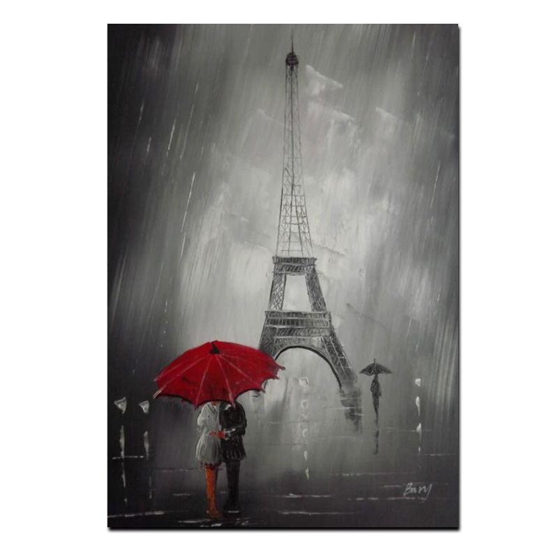 Detail Eiffel Tower Red Umbrella Painting Nomer 16