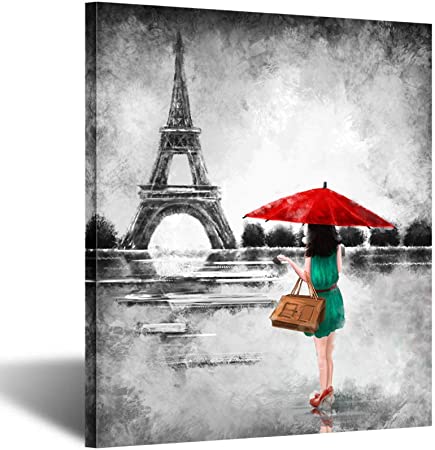 Detail Eiffel Tower Red Umbrella Painting Nomer 17