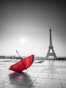Detail Eiffel Tower Red Umbrella Painting Nomer 18