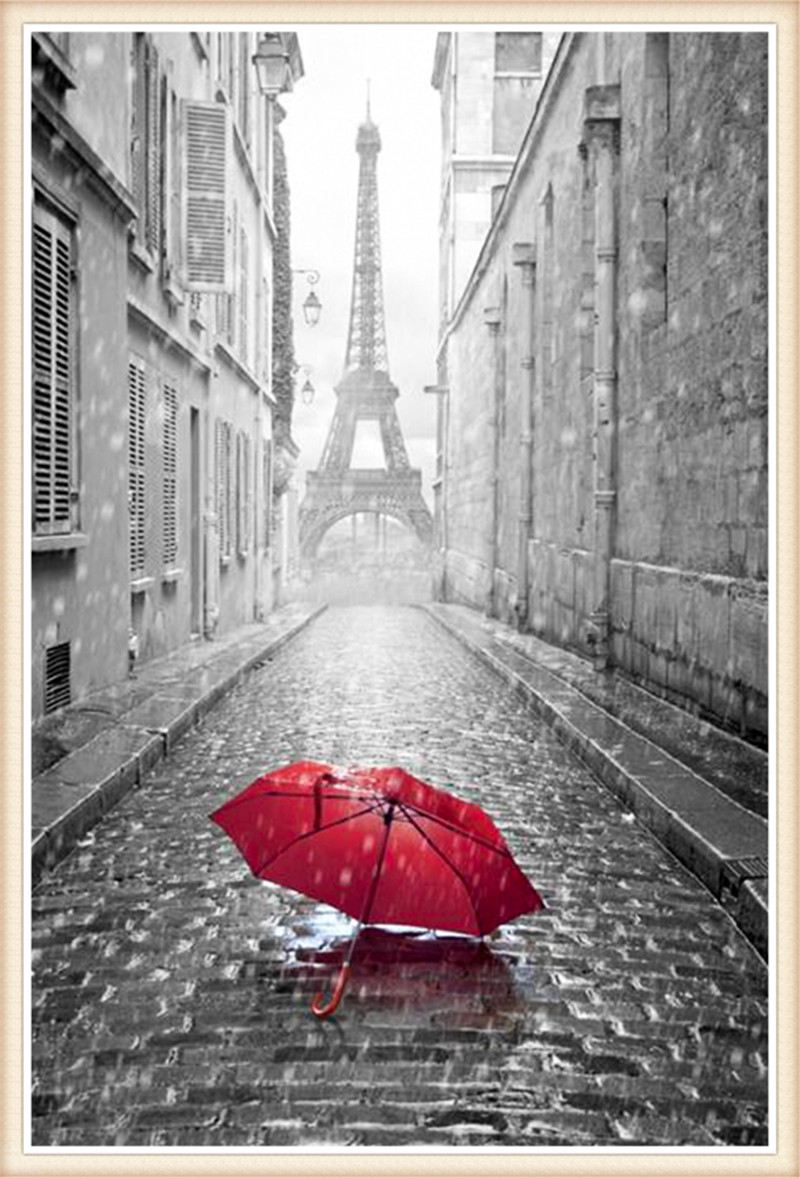 Detail Eiffel Tower Red Umbrella Painting Nomer 19
