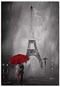 Detail Eiffel Tower Red Umbrella Painting Nomer 20