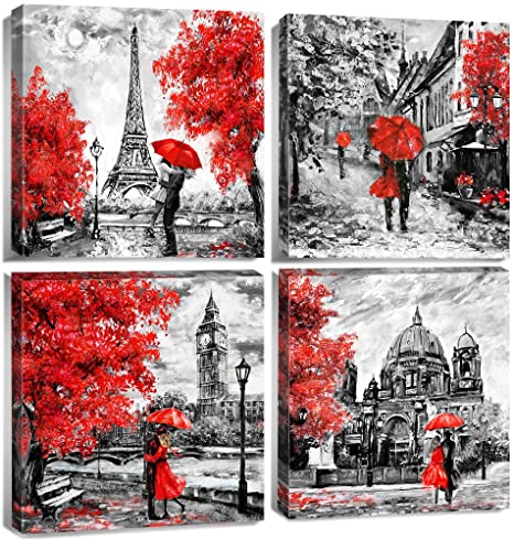 Detail Eiffel Tower Red Umbrella Painting Nomer 21