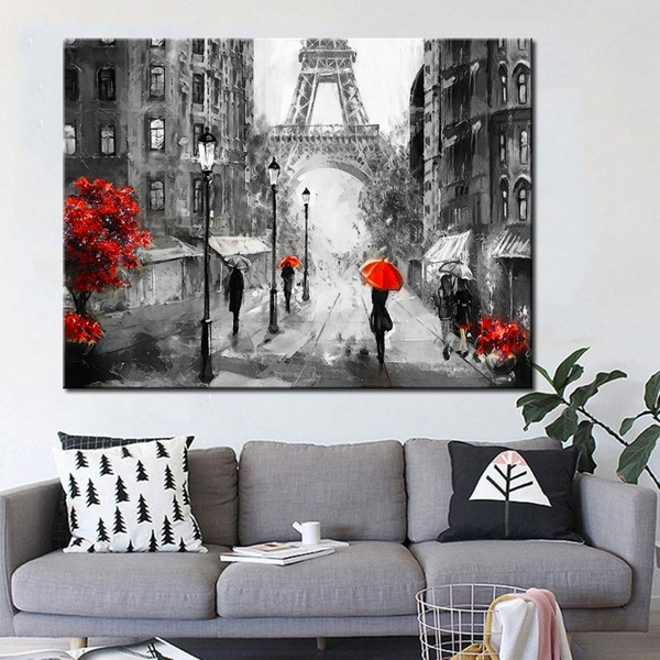 Detail Eiffel Tower Red Umbrella Painting Nomer 22