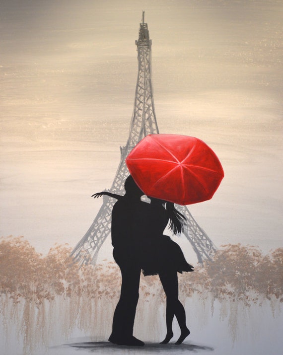 Detail Eiffel Tower Red Umbrella Painting Nomer 25
