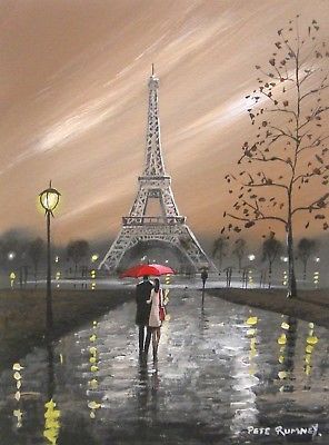 Detail Eiffel Tower Red Umbrella Painting Nomer 26