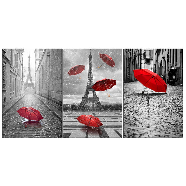 Detail Eiffel Tower Red Umbrella Painting Nomer 32