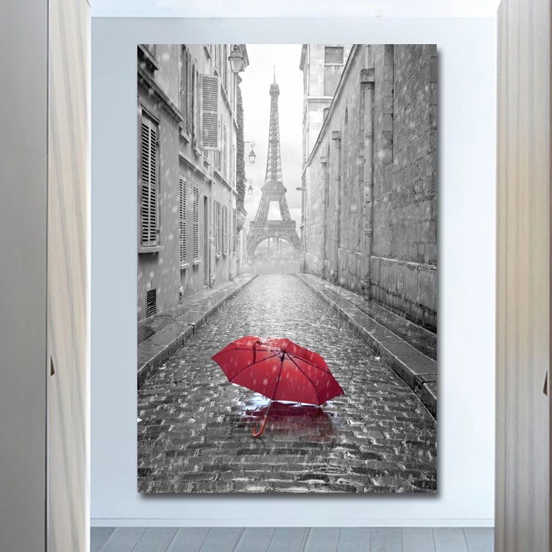 Detail Eiffel Tower Red Umbrella Painting Nomer 36