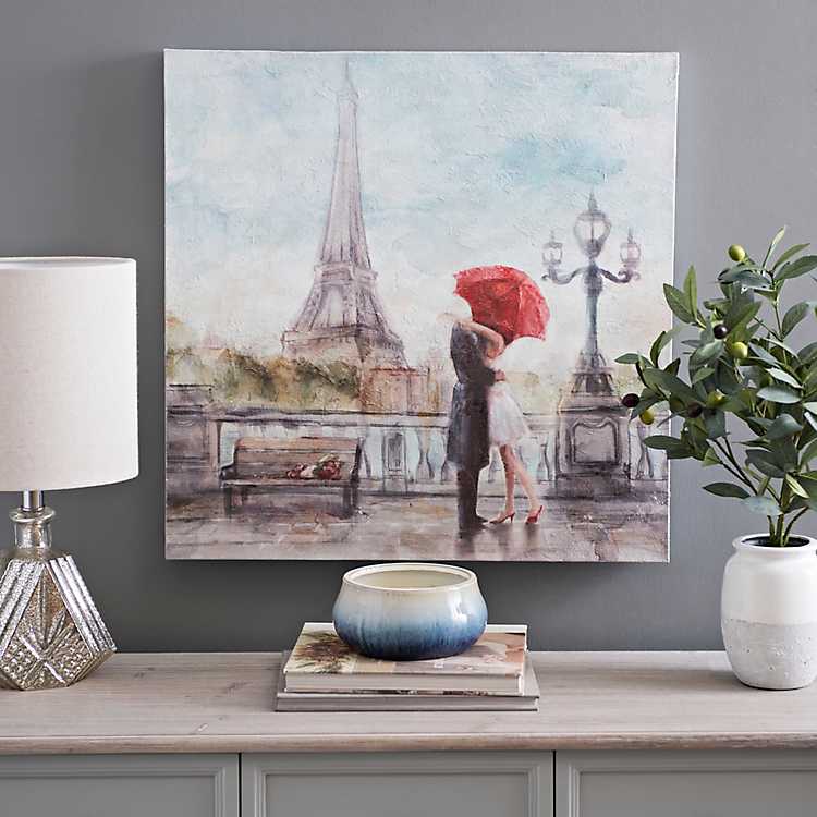 Detail Eiffel Tower Red Umbrella Painting Nomer 39