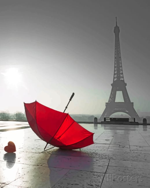 Detail Eiffel Tower Red Umbrella Painting Nomer 44