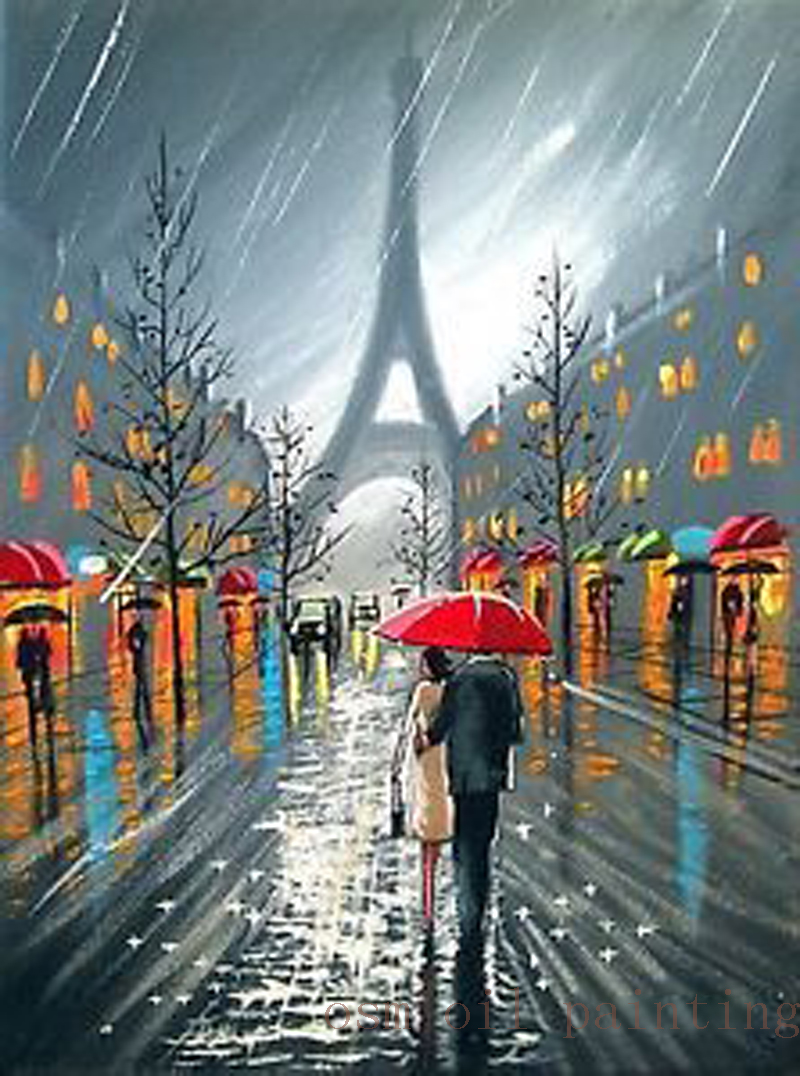 Detail Eiffel Tower Red Umbrella Painting Nomer 49