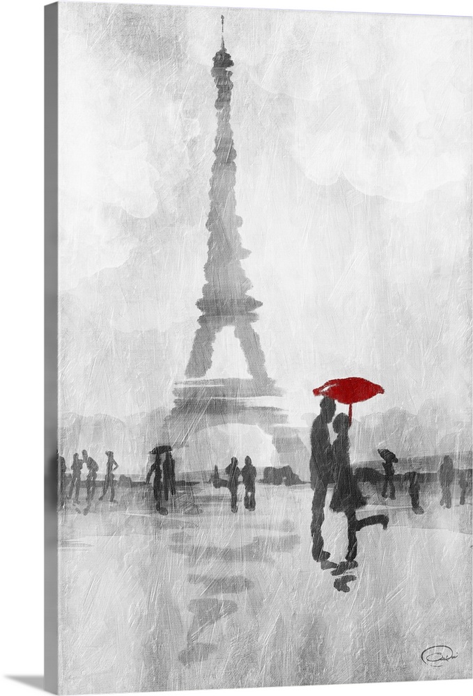 Detail Eiffel Tower Red Umbrella Painting Nomer 52