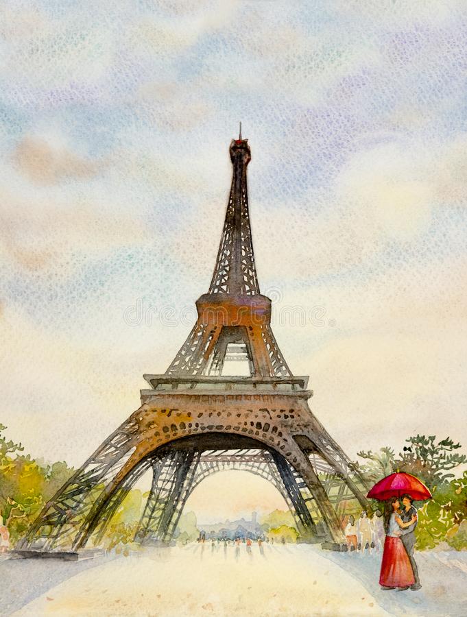 Detail Eiffel Tower Red Umbrella Painting Nomer 53