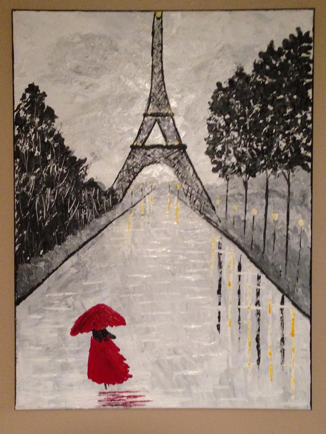 Detail Eiffel Tower Red Umbrella Painting Nomer 57