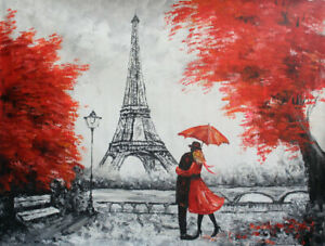 Detail Eiffel Tower Red Umbrella Painting Nomer 7