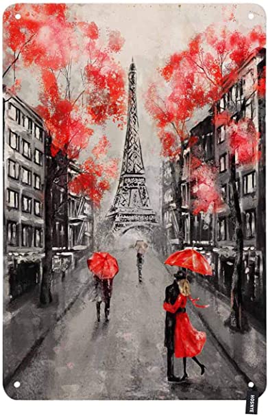 Detail Eiffel Tower Red Umbrella Painting Nomer 8