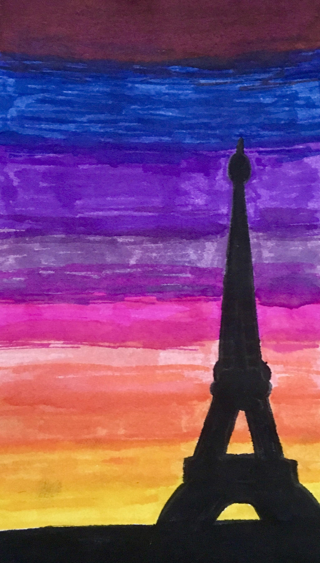 Detail Eiffel Tower Silhouette Painting Nomer 11