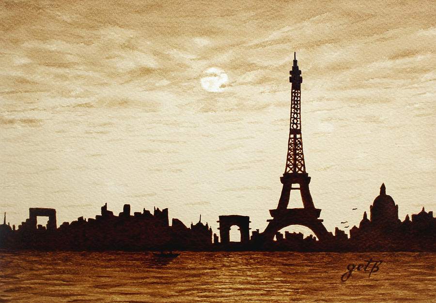 Detail Eiffel Tower Silhouette Painting Nomer 14