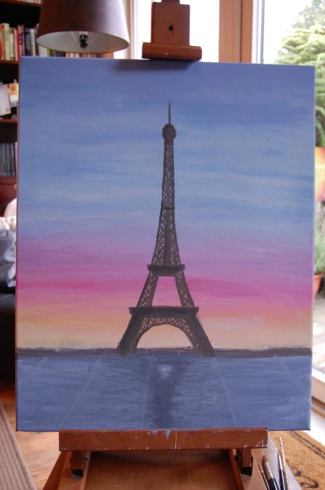 Detail Eiffel Tower Silhouette Painting Nomer 17