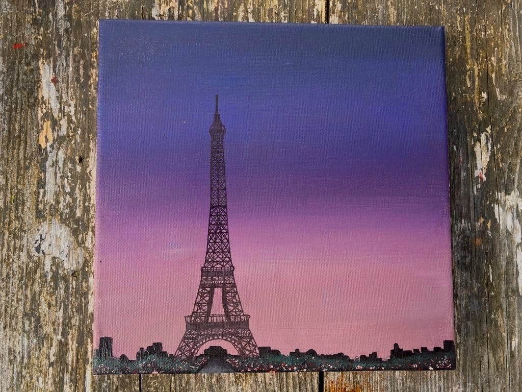 Detail Eiffel Tower Silhouette Painting Nomer 21