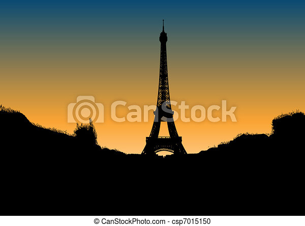 Detail Eiffel Tower Silhouette Painting Nomer 23