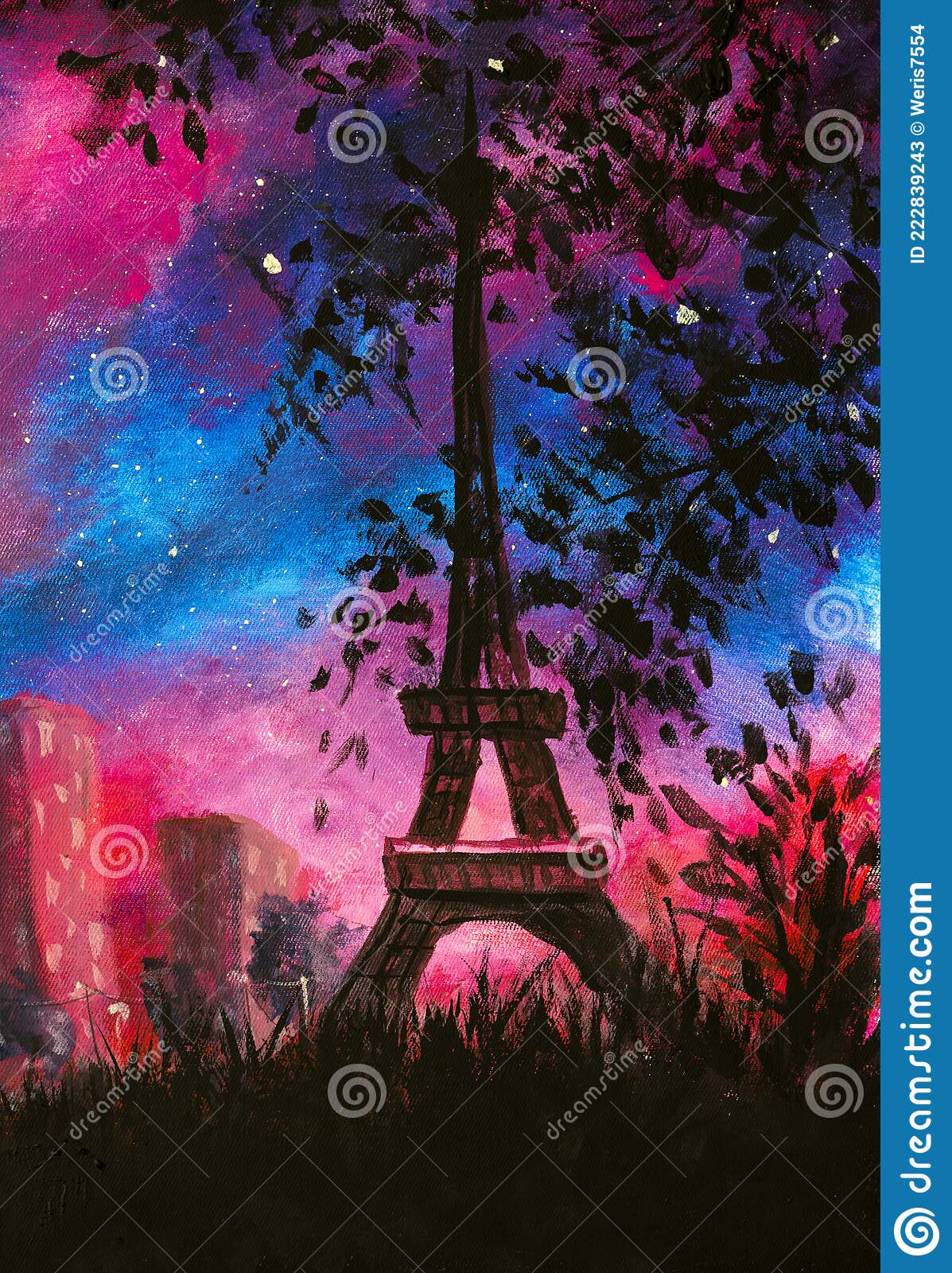Detail Eiffel Tower Silhouette Painting Nomer 33