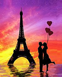 Detail Eiffel Tower Silhouette Painting Nomer 5