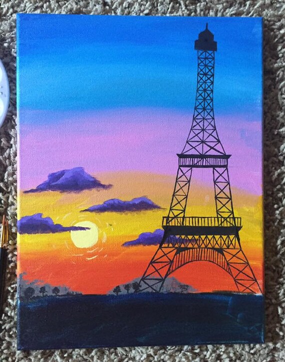 Detail Eiffel Tower Silhouette Painting Nomer 43