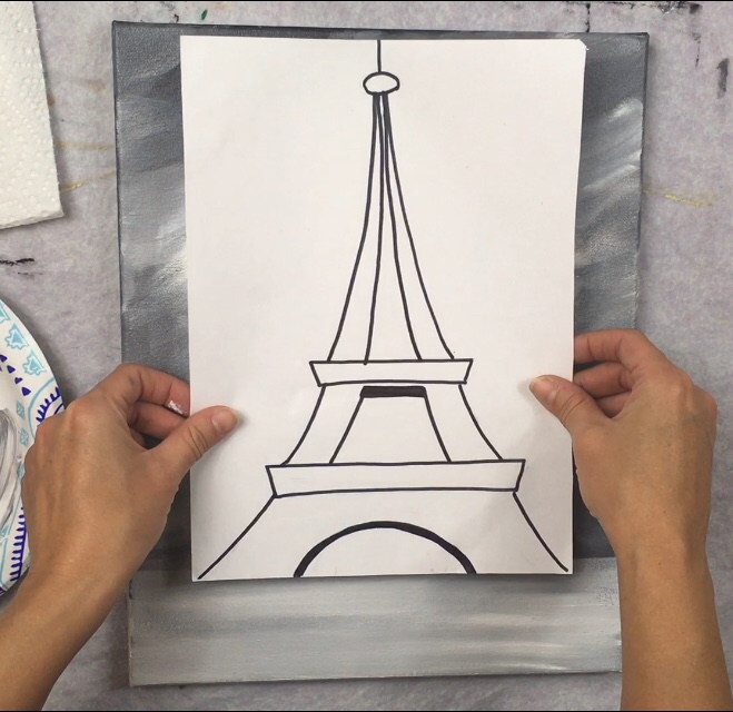 Detail Eiffel Tower Silhouette Painting Nomer 46