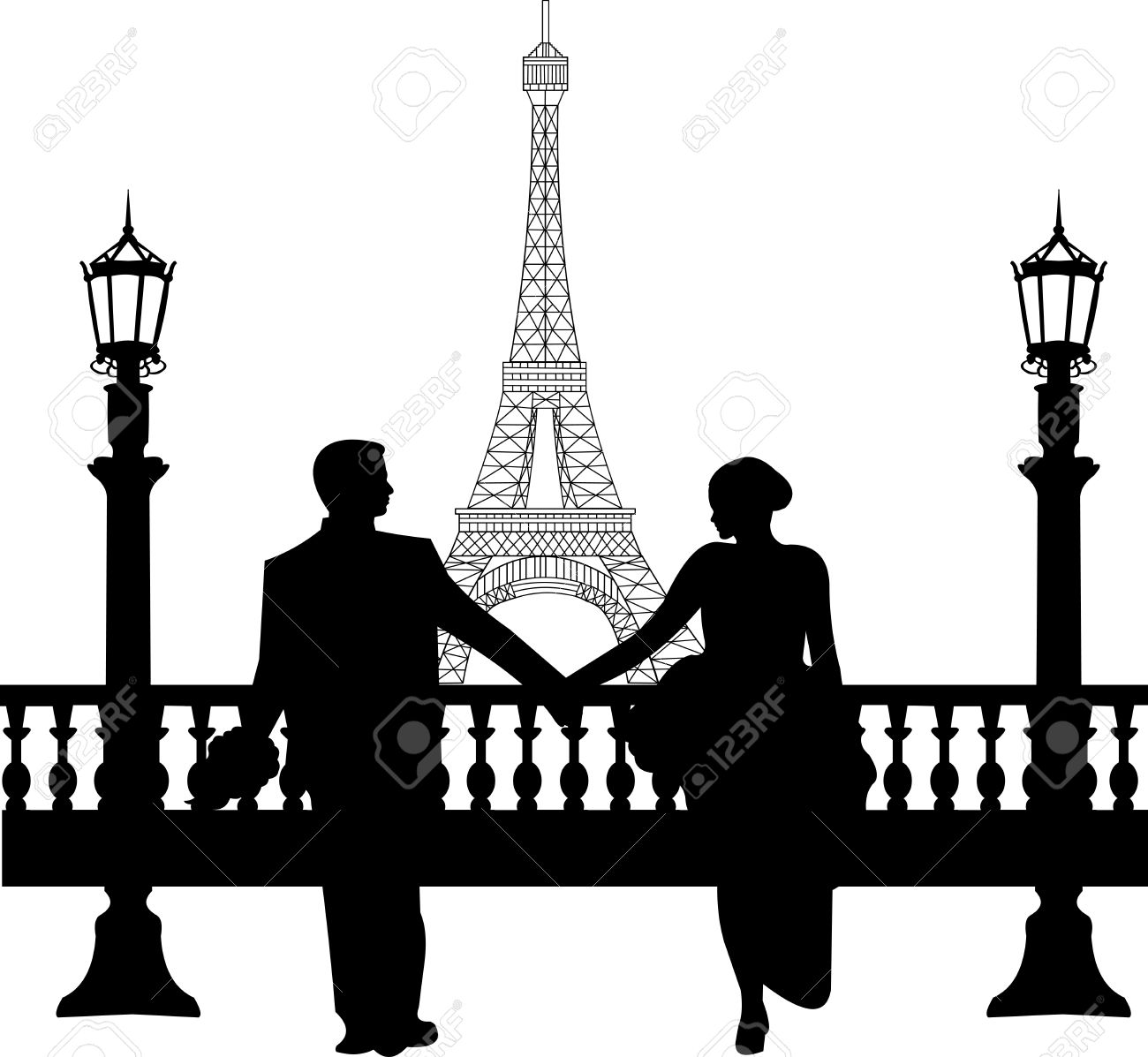 Detail Eiffel Tower Silhouette Painting Nomer 55