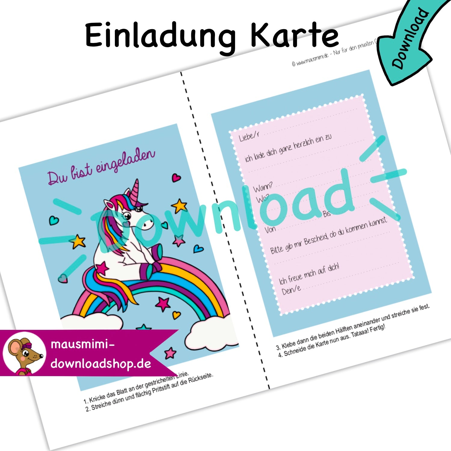 Detail Einladung Einhorn Nomer 18