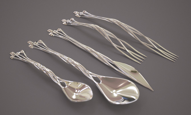 Detail Elvish Fork Knife And Spoon Set Nomer 6