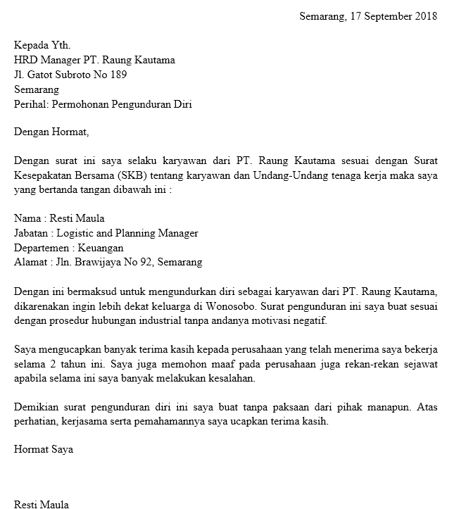 Detail Email Pengunduran Diri Nomer 25