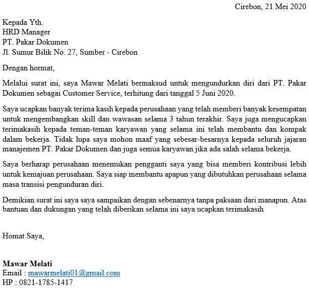 Detail Email Pengunduran Diri Nomer 4