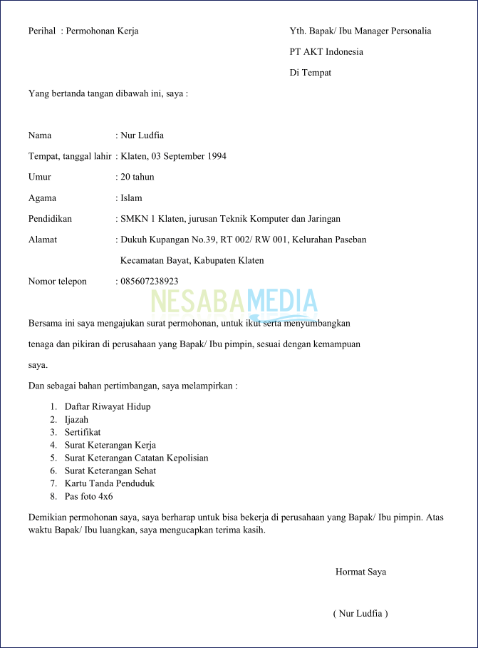 Detail Email Surat Lamaran Kerja Nomer 4