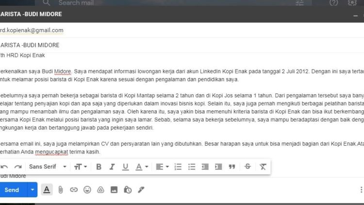 Detail Email Surat Lamaran Kerja Nomer 45