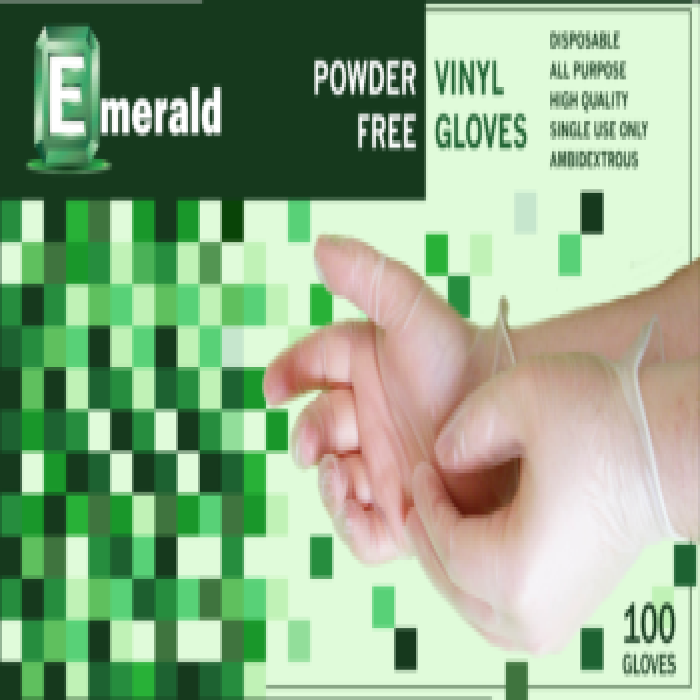 Detail Emerald Powder Free Vinyl Gloves Nomer 8