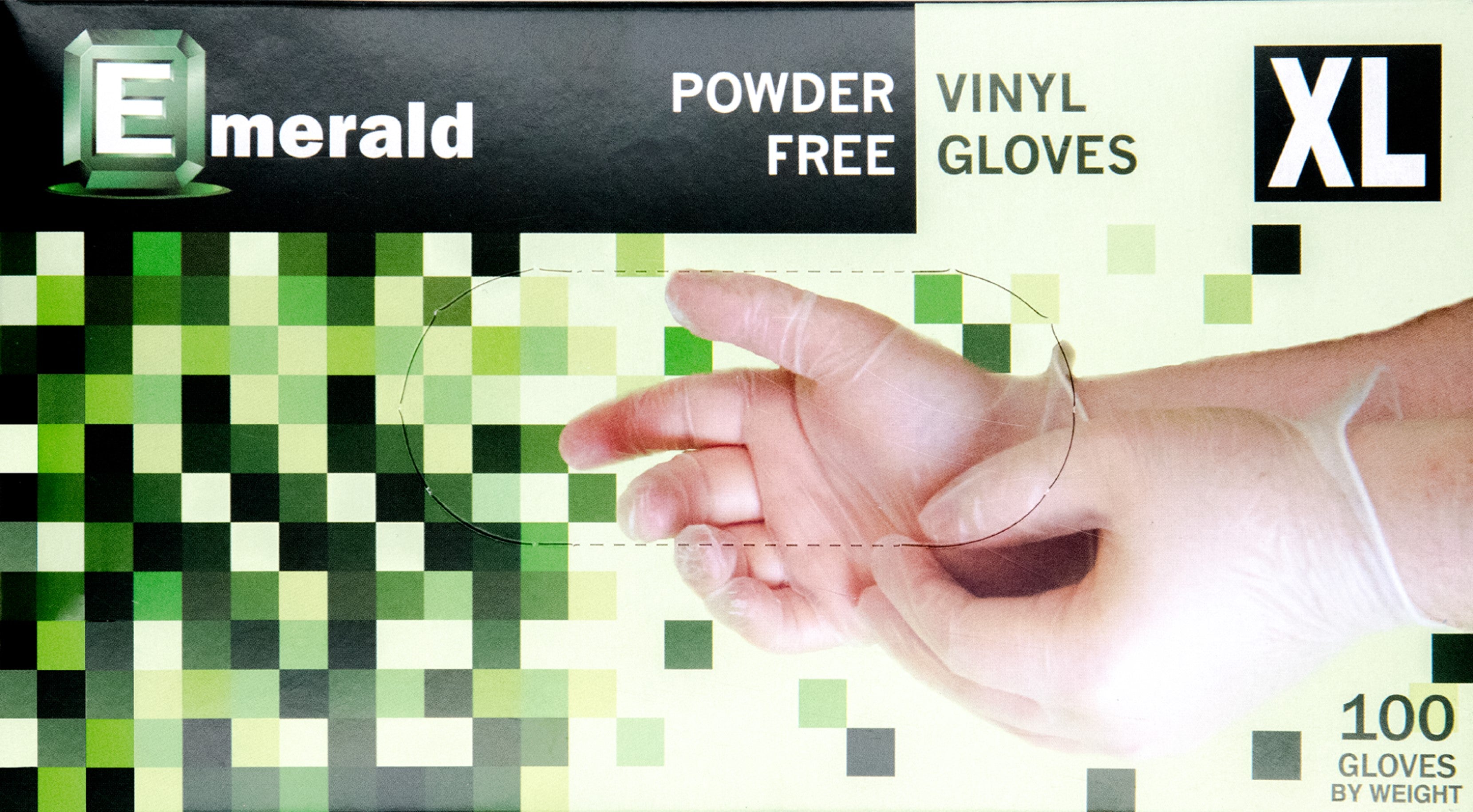 Detail Emerald Powder Free Vinyl Gloves Nomer 10