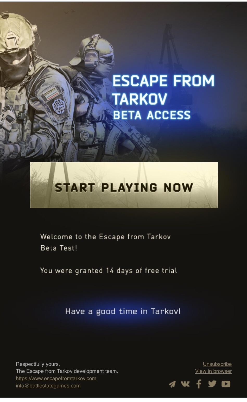 Detail Escape From Tarkov Free Beta Nomer 2