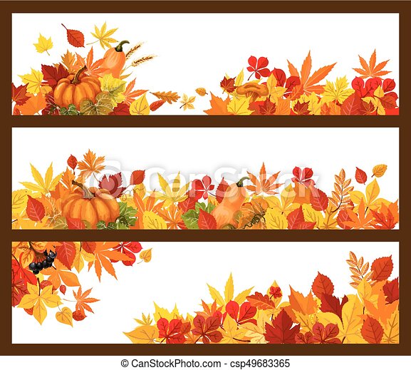 Detail Fall Leaves Banner Clip Art Nomer 47