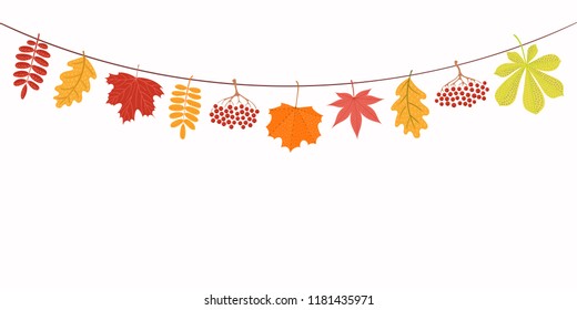 Detail Fall Leaves Garland Clipart Nomer 32