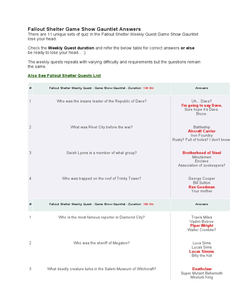 Detail Fallout Shelter Game Show Gauntlet Nomer 24