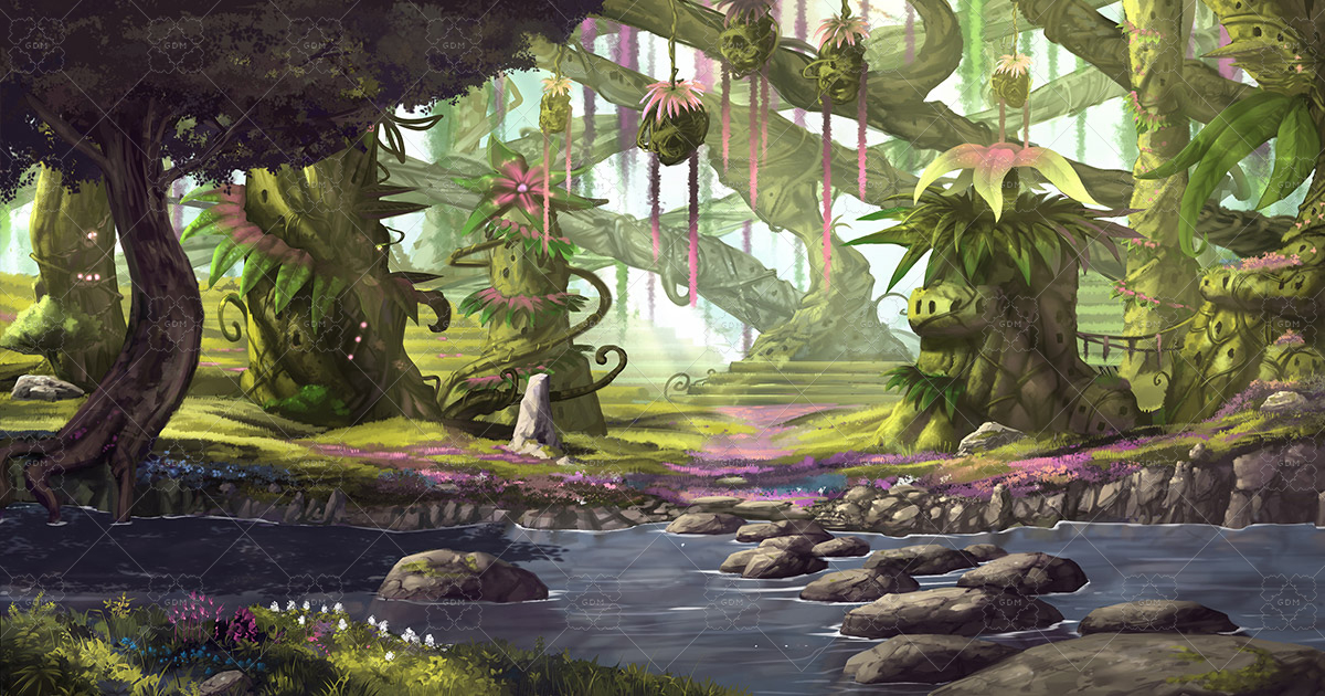 Detail Fantasy Forest Background Nomer 23