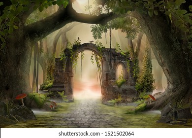 Detail Fantasy Forest Background Nomer 28