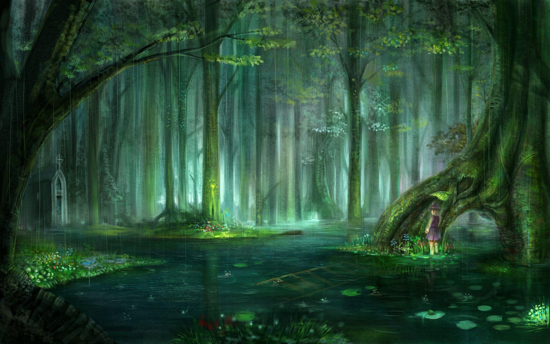 Detail Fantasy Forest Background Nomer 9