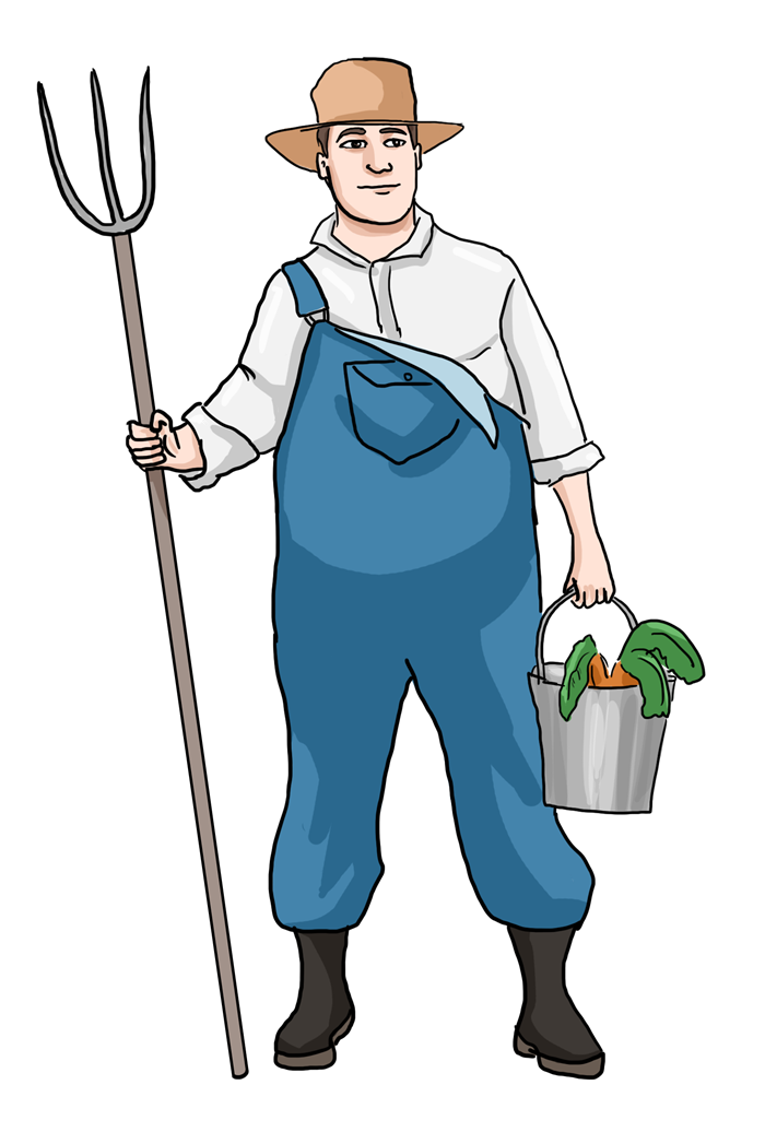 Detail Farmer Clipart Black And White Nomer 12