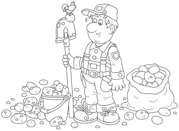 Detail Farmer Clipart Black And White Nomer 13