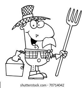 Detail Farmer Clipart Black And White Nomer 20