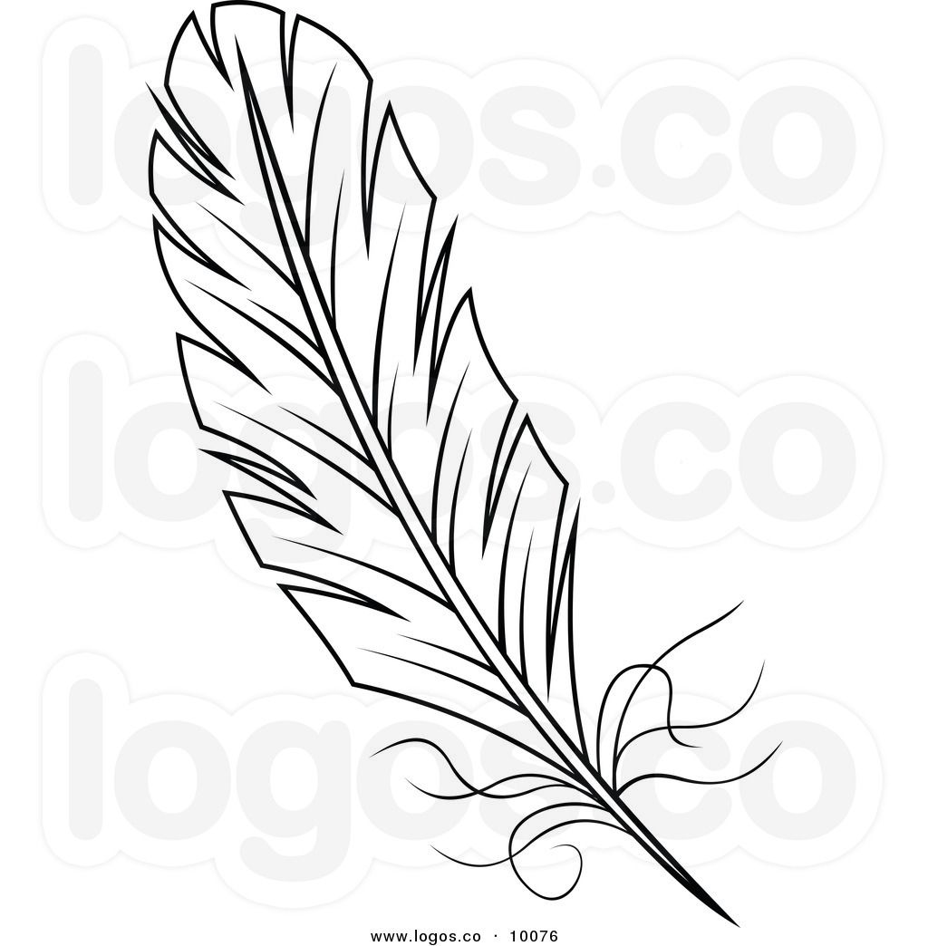 Feather Black And White Clipart - KibrisPDR