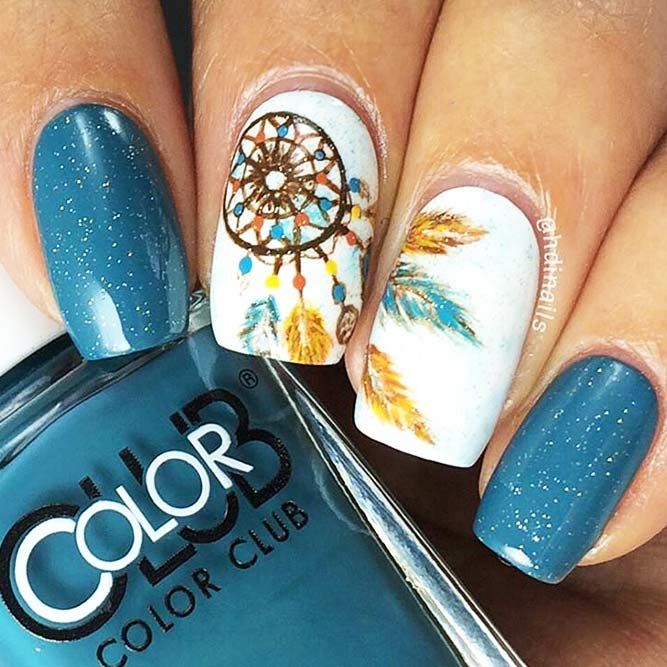 Detail Feather Dream Catcher Nail Art Nomer 25